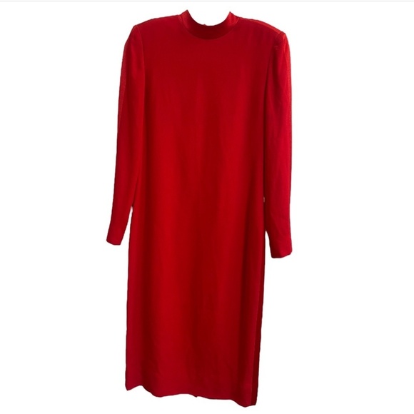 Vintage Carolina Herrera Studio Red Long Sleeve Sheath Dress – Size Women’s 6 - Picture 1 of 12